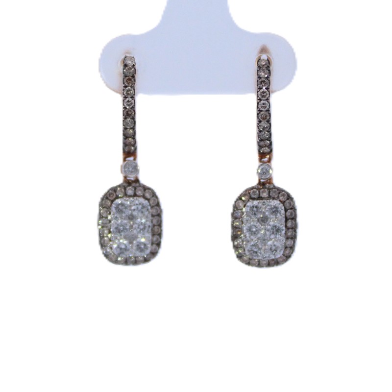 Cognac Diamond Cluster Dangle Earrings