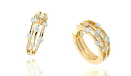 14 Karat Yellow Gold Hinged Hoop Diamond Earrings