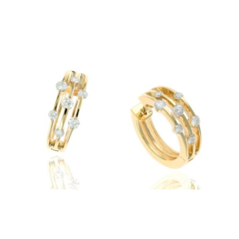 14 Karat Yellow Gold Hinged Hoop Diamond Earrings