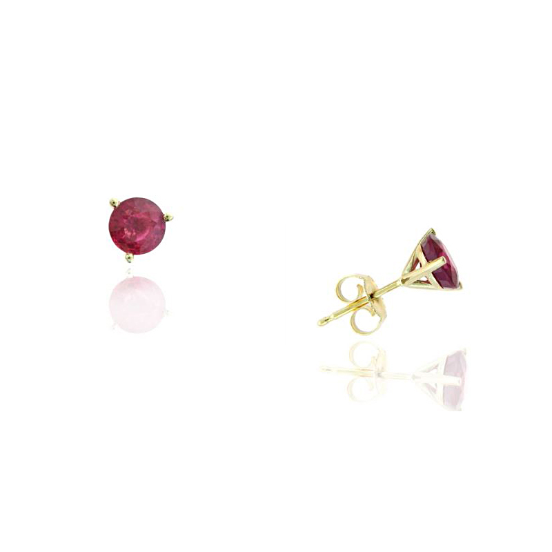 14 Karat Yellow Gold Ruby Martini Stud Earrings