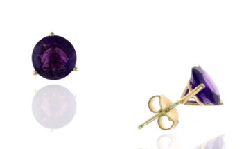 14 Karat Yellow Gold Amethyst Martini Stud Earrings