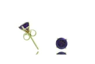 14 Karat Yellow Gold Amethyst Martini Stud Earrings