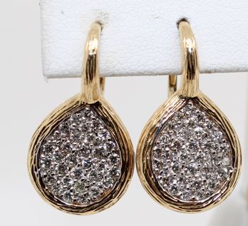 14 Karat Yellow Diamond Earrings