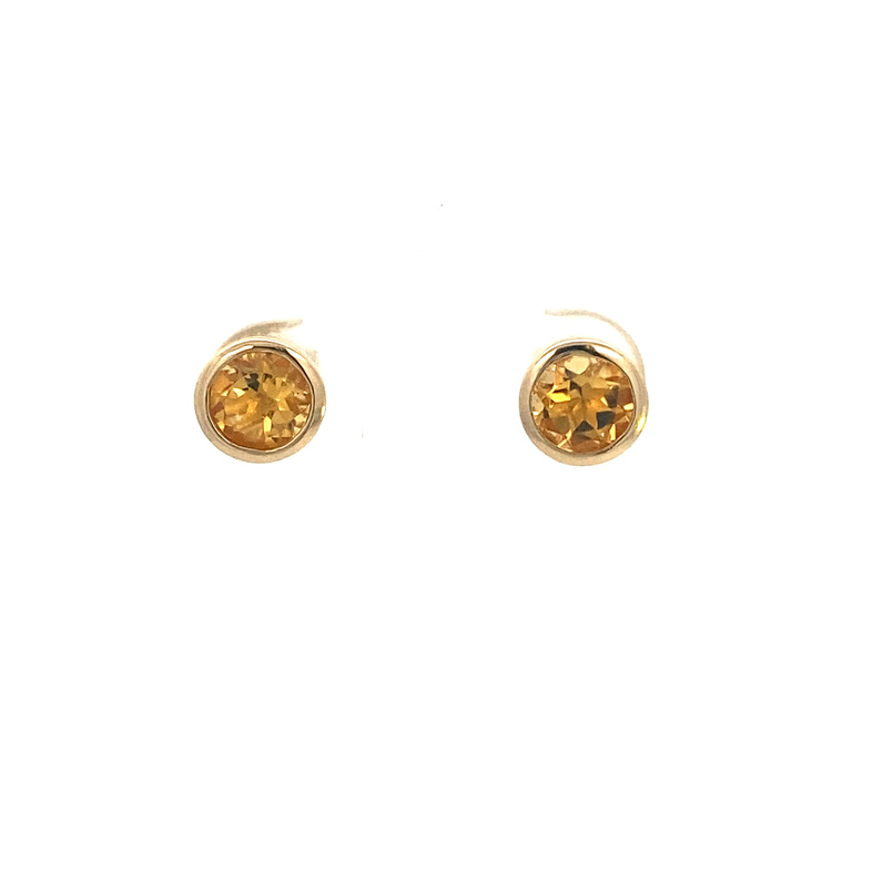 14 Karat Yellow Gold Citrine Stud Earrings