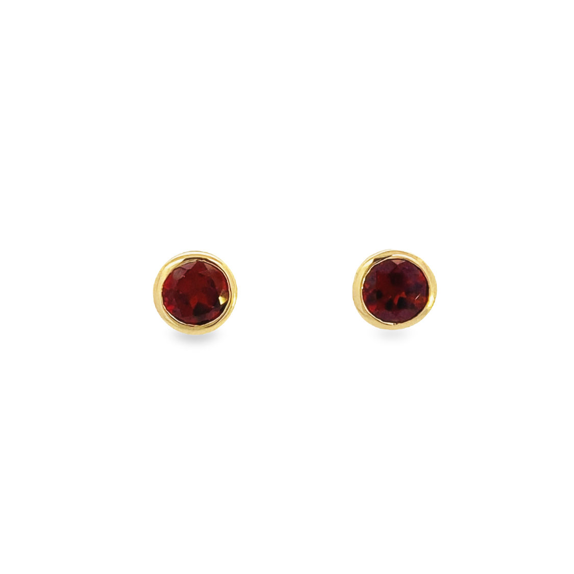 14 Karat Yellow Gold Garnet Stud Earrings