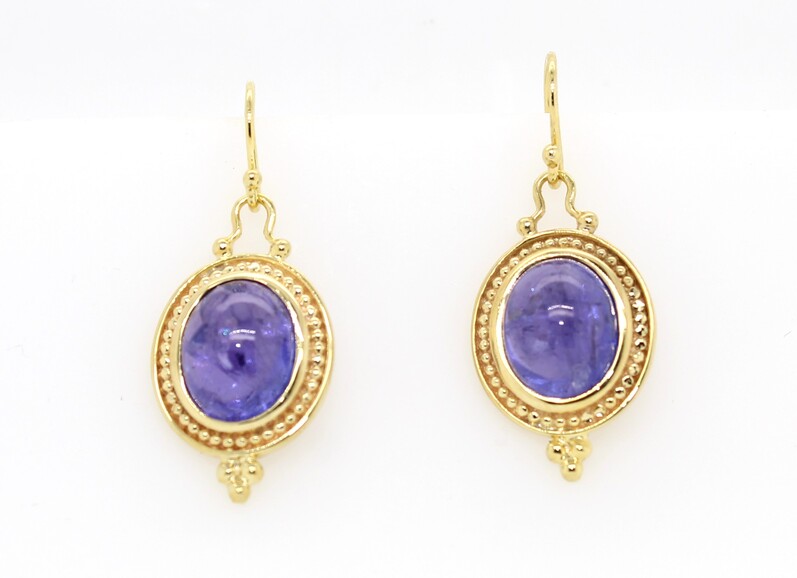 Mazza 14 Karat Yellow Gold Tanzanite Dangle Earrings With Shepherd Hooks