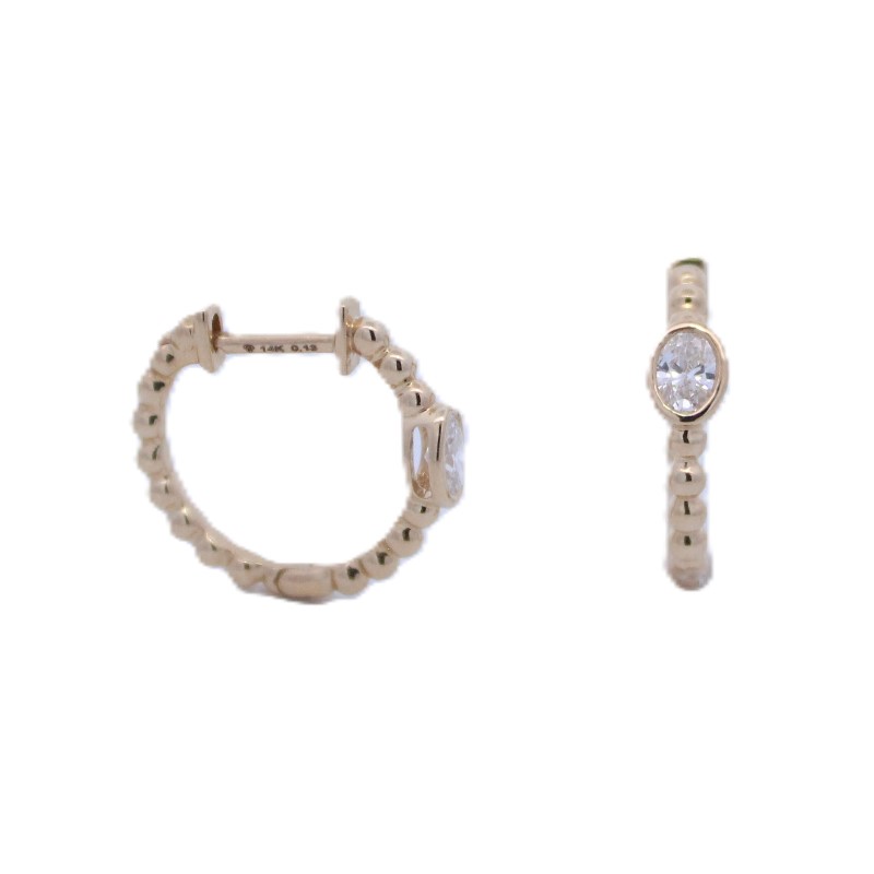 Oval Diamond Beaded Huggies