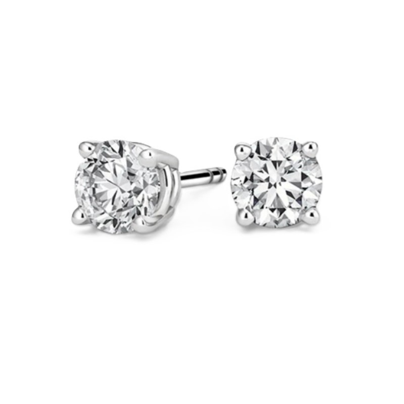 Grosbard  Plat Dia Solitaire Earrings  Each Having 1 Rb In A 4-Prong Basket Style Setting