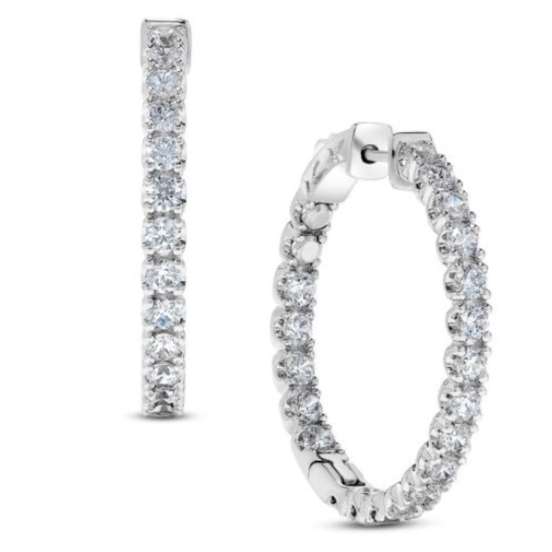4.0 Carats Inside/Out Diamond Hinged Hoops