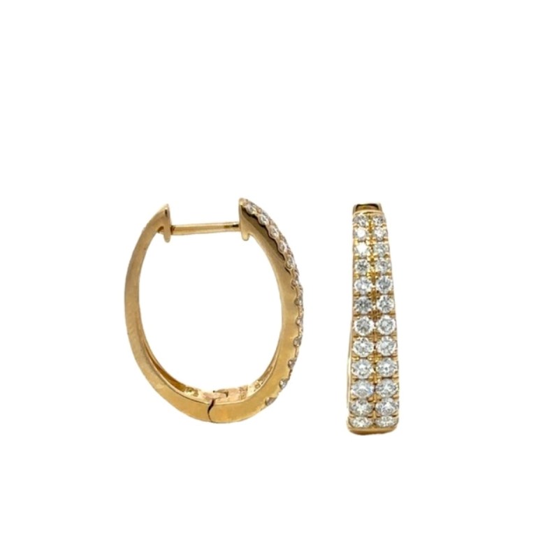 14 Karat Yellow Gold Diamond Hinged Hoop Earrings