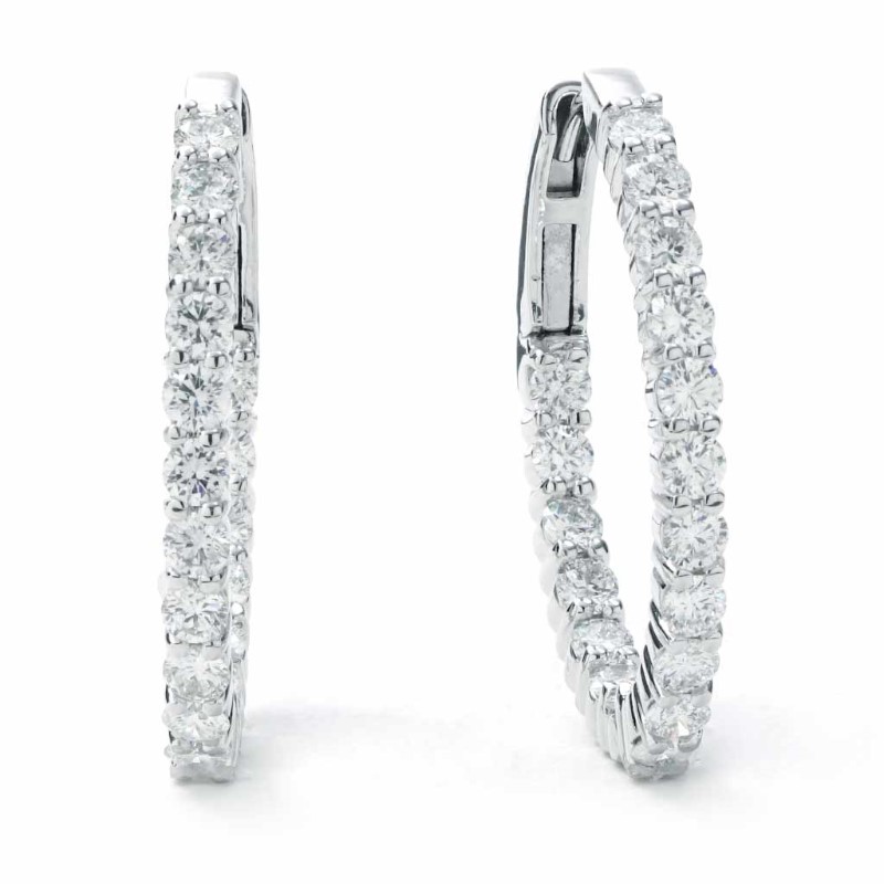 4.0 Carat Diamond Inside Out Oval Shaped Hinged Hoop Earrings 4.0 Carat Diamond Inside Out Oval Shaped Hinged Hoop Earrings