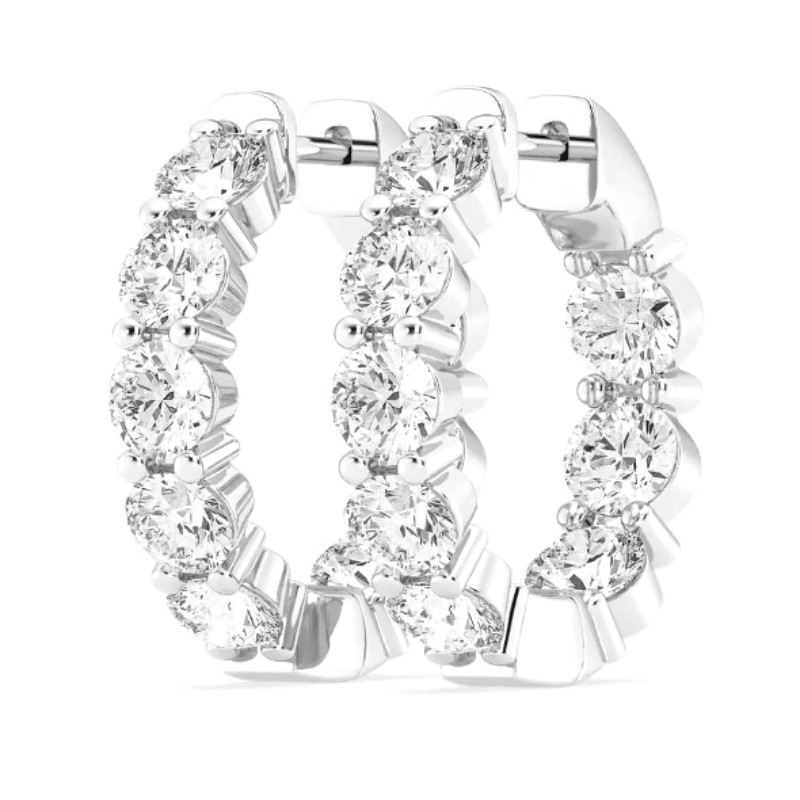 7.0 Carat Diamond Inside Out Hinged Hoop Earrings 7.0 Carat Diamond Inside Out Hinged Hoop Earrings