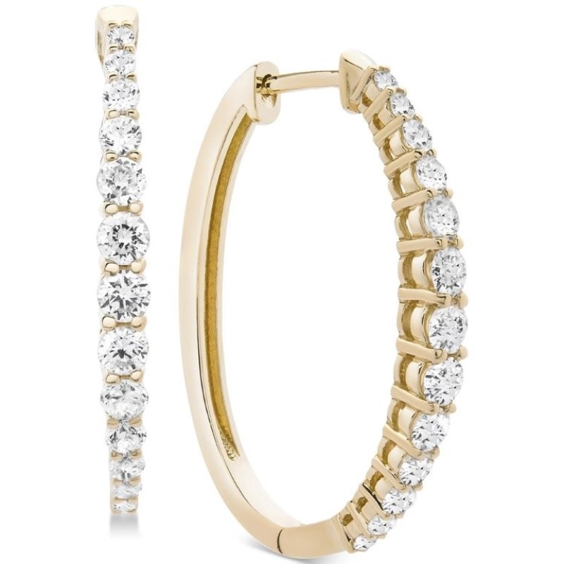 Oval Diamond Hoops