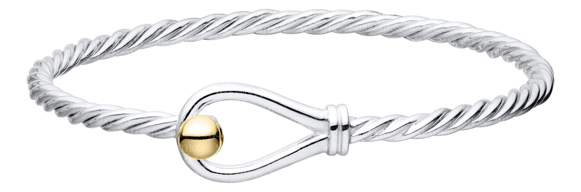 Sterling Silver 14 Karat Yellow Gold Loop Bracelet-Twist Wire-70 -  001-610-13000441