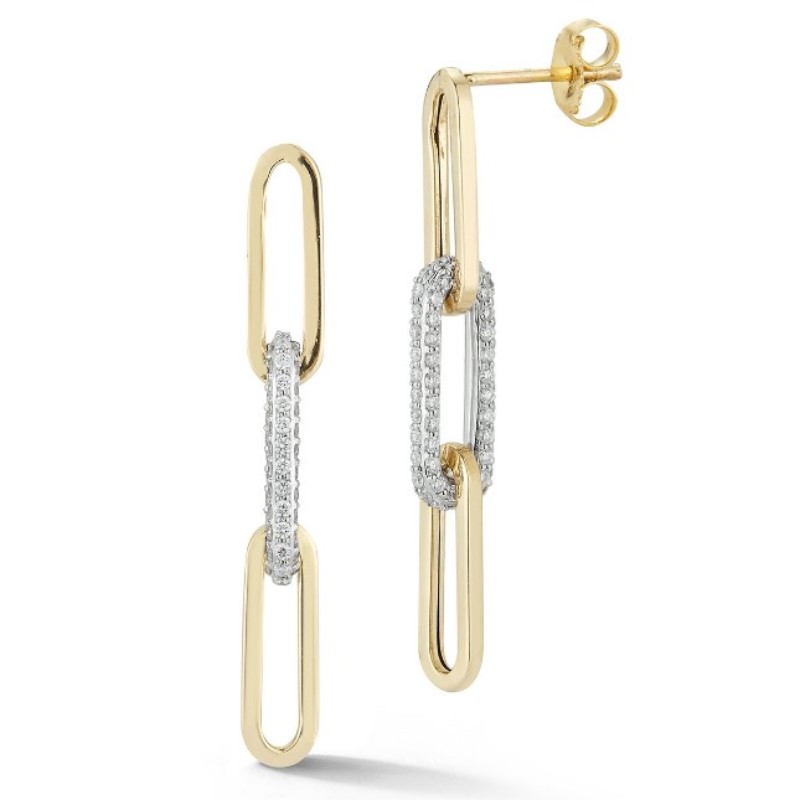 Paperclip Drop Earrings With Diamonds