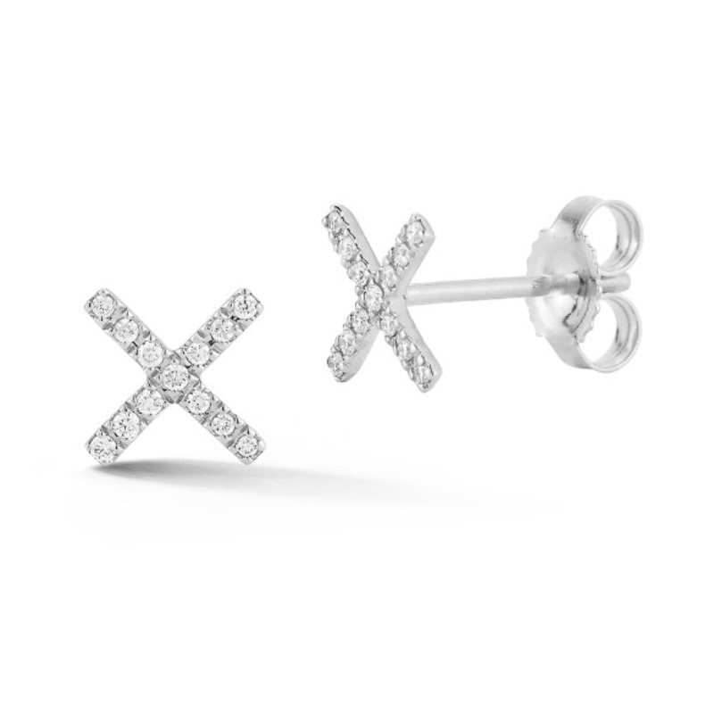 Pave Diamond Cross Stud Earrings