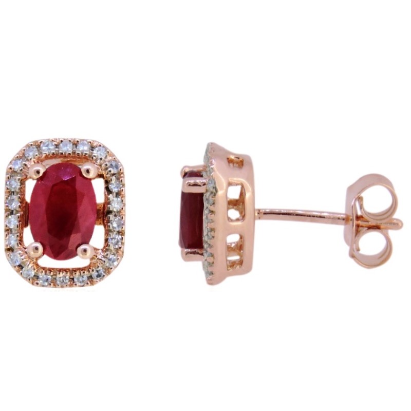 Ruby And Diamond Stud Earrings