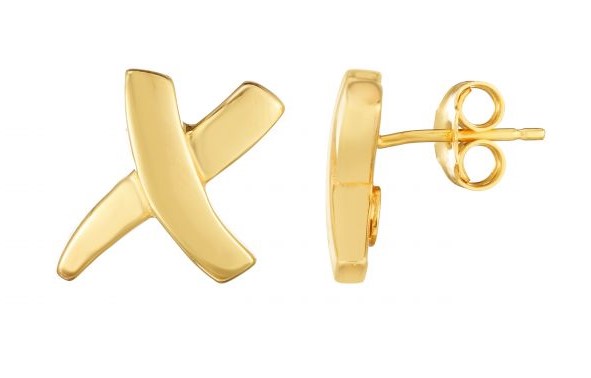 14 Karat Yellow Gold Sculpted X Earrings.