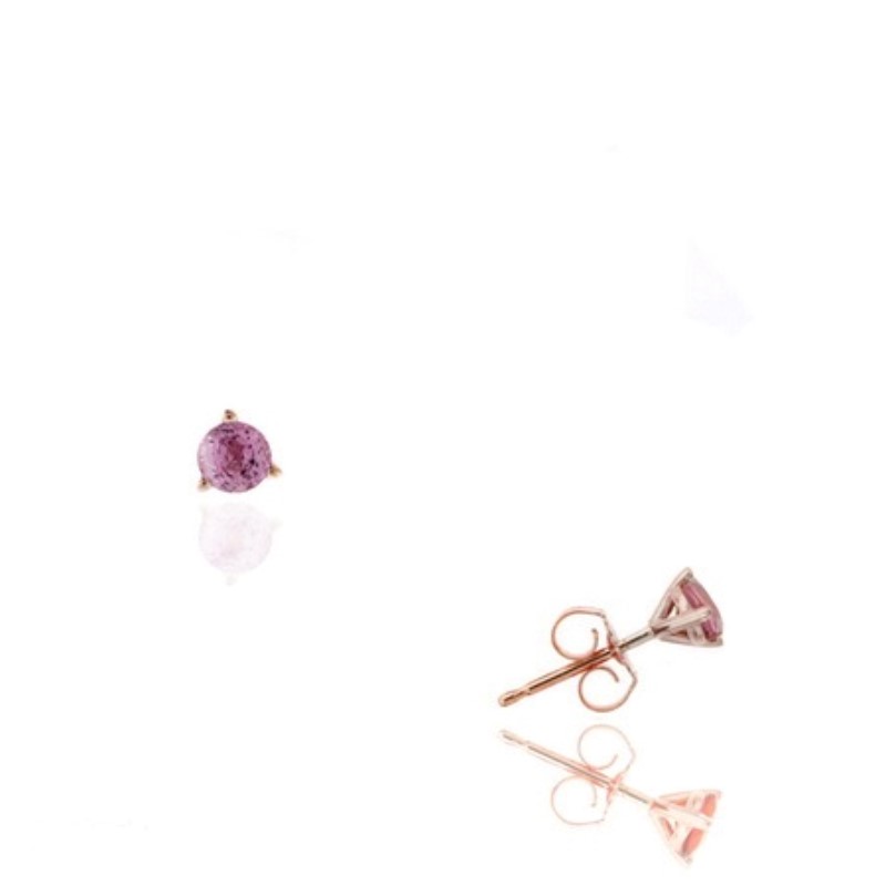 14 Karat Rose Gold Pink Sapphire Martini Stud Earrings