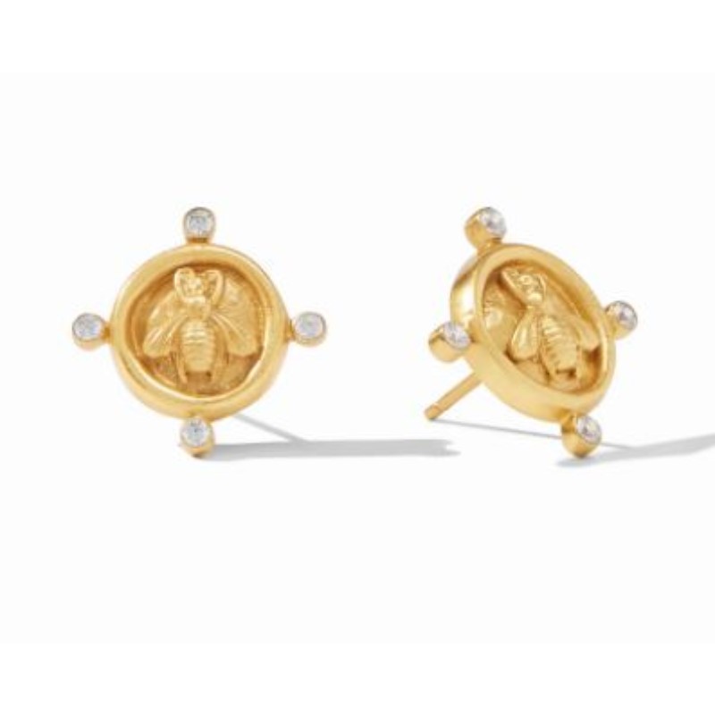 Julie Vos 24 Karat Gold Plated Bee Cameo Stud Earrings