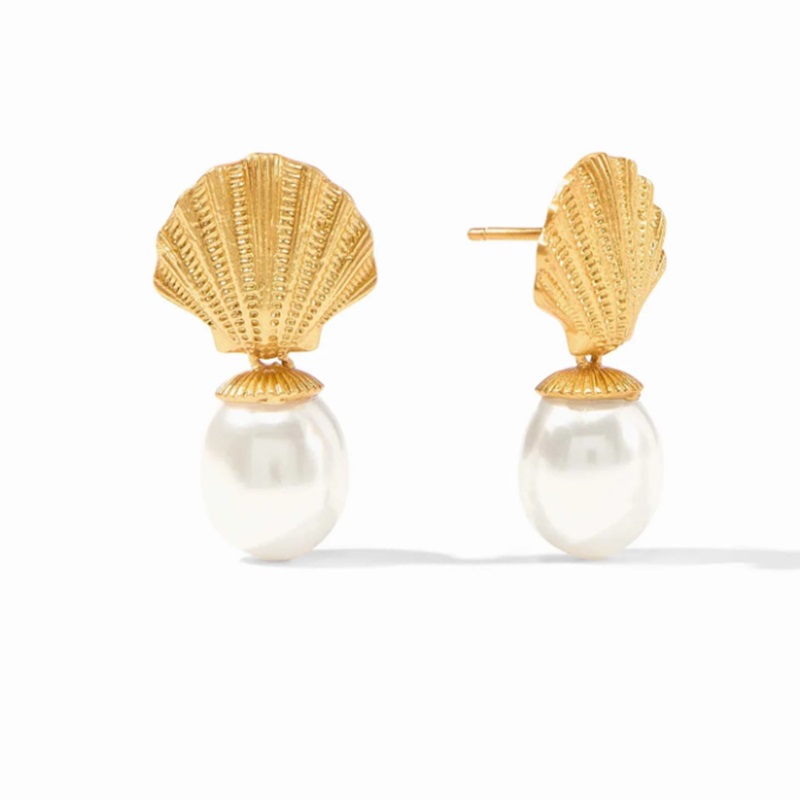 Julie Vos Sanibel Shell Pearl Drop Earrings