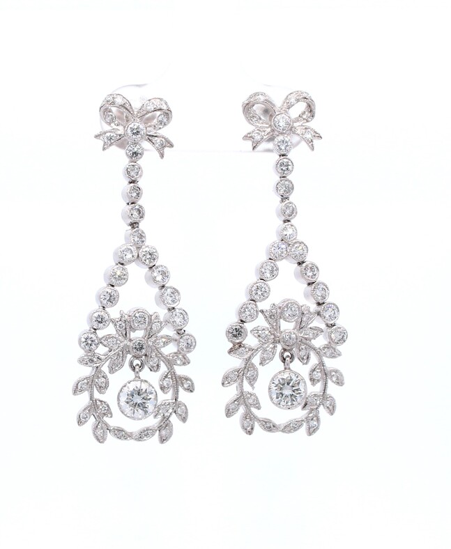 Max Jewelry Platinum Diamond Dangle Earrings