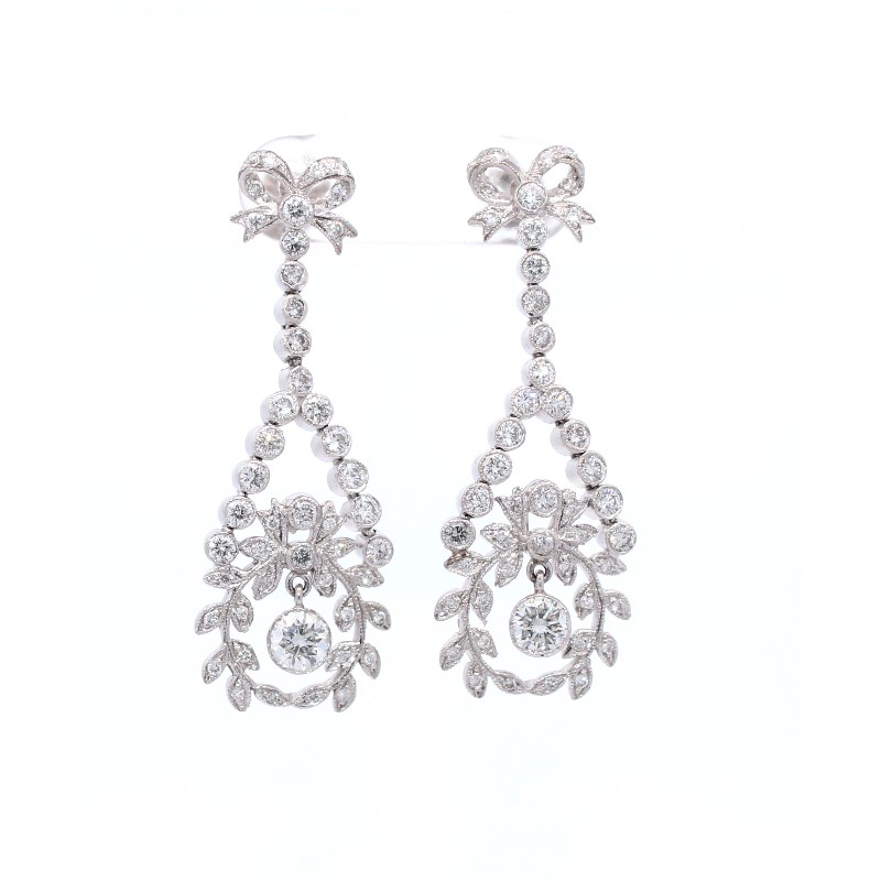 Max Jewelry Platinum Diamond Dangle Earrings