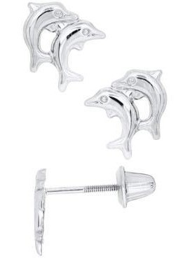 Sterling Silver Double Dolphin Earrings