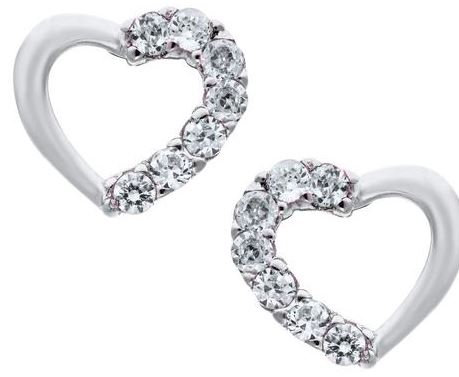 Marathon KK  Sterling Silver Open Heart Earrings