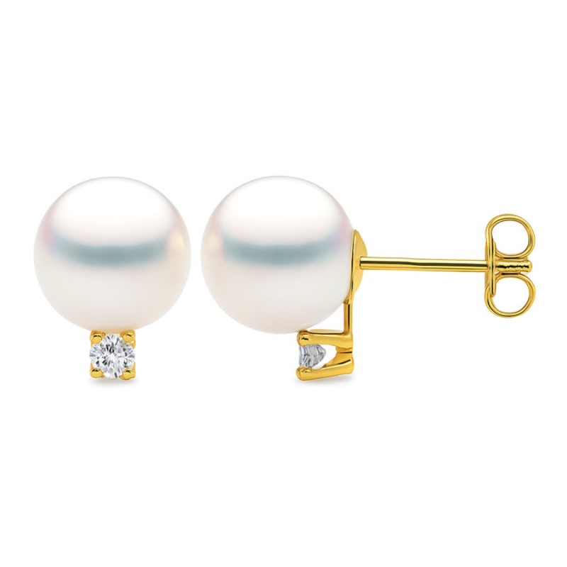 Cultured Akoya Diamond Studs Cultured Akoya Diamond Studs