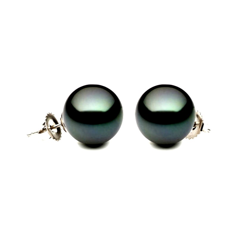Black Tahitian Pearl Studs Black Tahitian Pearl Studs