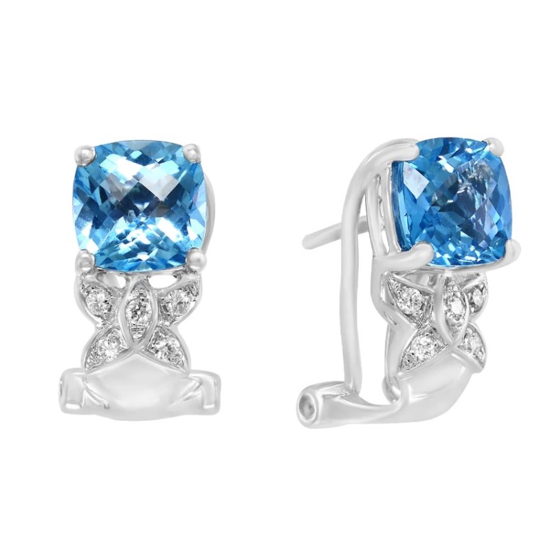 Blue Topaz and Diamond Earrings