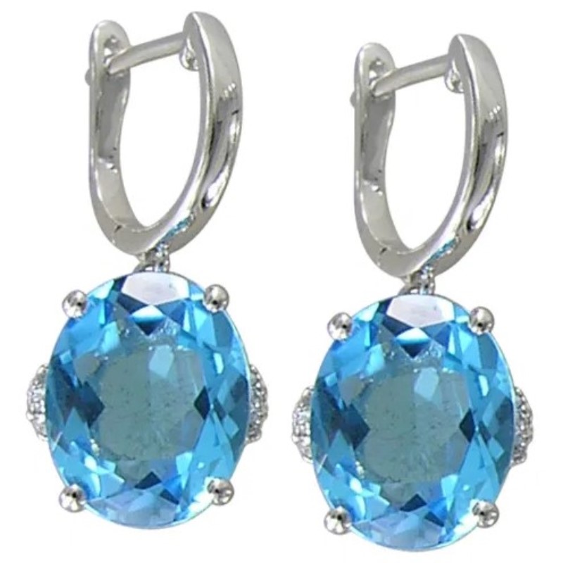 Swiss Blue Topaz And Diamond Earrings