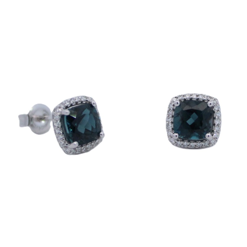 London Blue Topaz And Diamond Stud Earrings