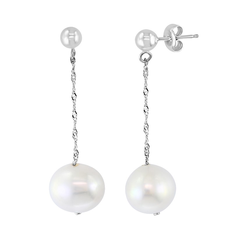 Pearl And Chain Dangle Earrings