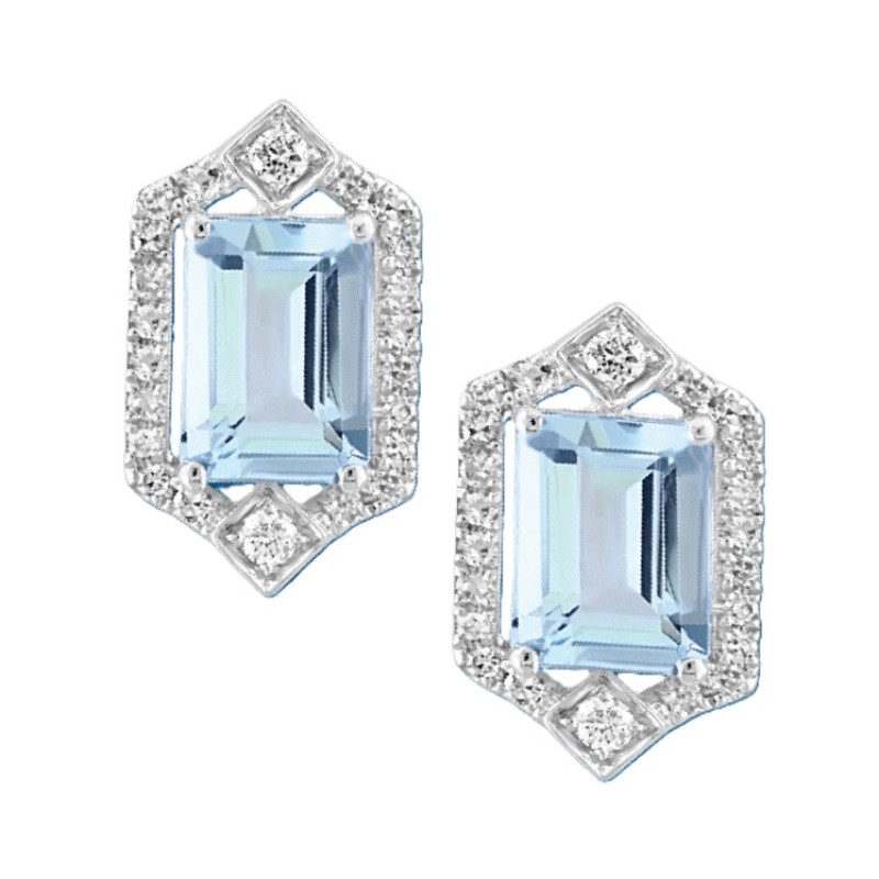 Aquamarine And Diamond Earrings