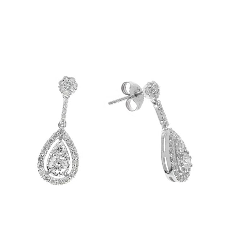 14 Karat White Gold Diamond Dangle Earrings