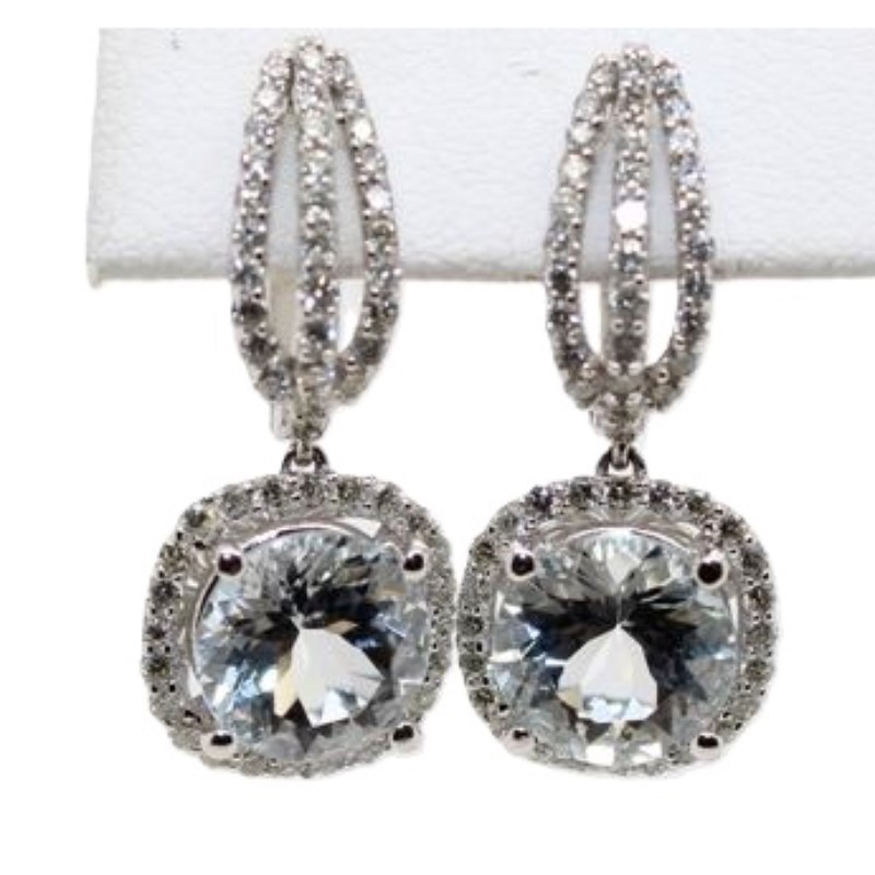 Aquamarine And Diamond Earrings