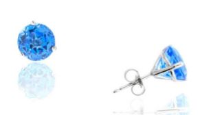 14 Karat White Gold Blue Topaz Stud Earrings