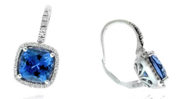 14 Karat White Gold London Blue Topaz And Diamond Earrings