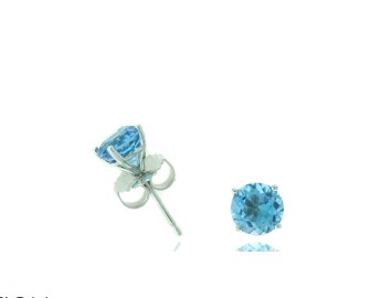 14 Karat White Gold Blue Topaz Stud Earrings