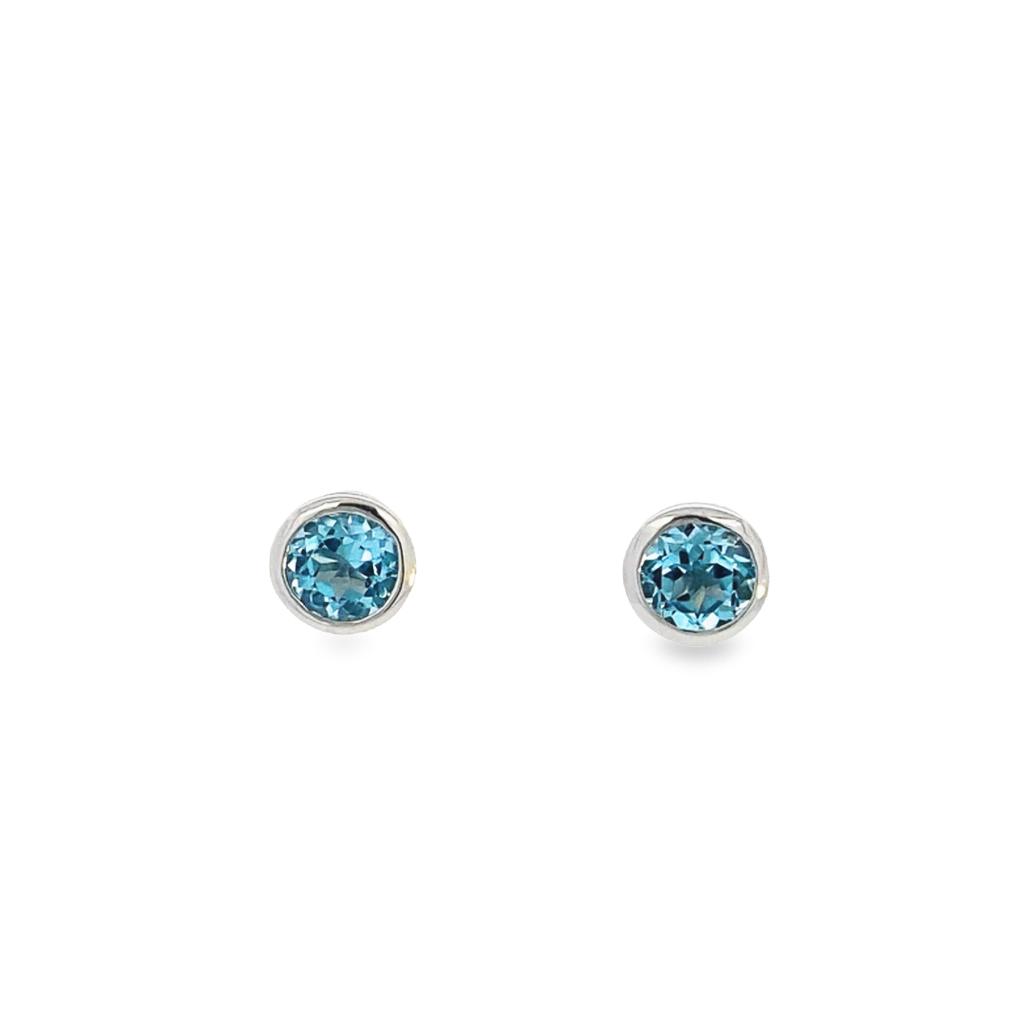 14 Karat White Gold Blue Topaz Stud Earrings