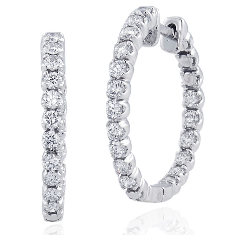 Inside Outside Hinged Diamond Hoop Earrings