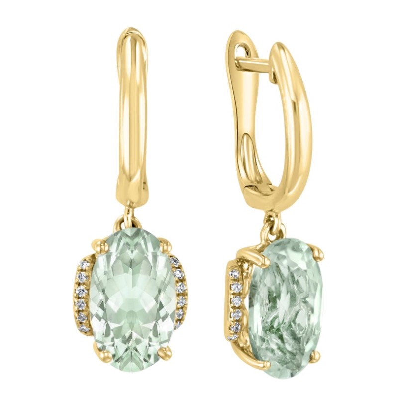 Green Amethyst And Diamond Earrings