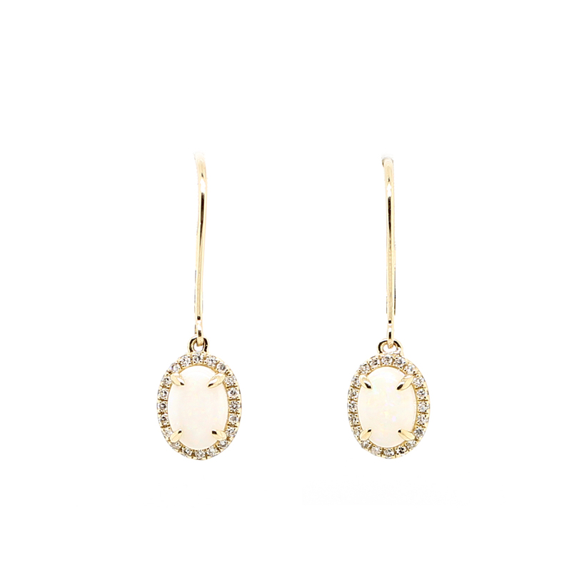 Lali 14 Karat Yellow Gold  Diamond And Opal Drop Earrings