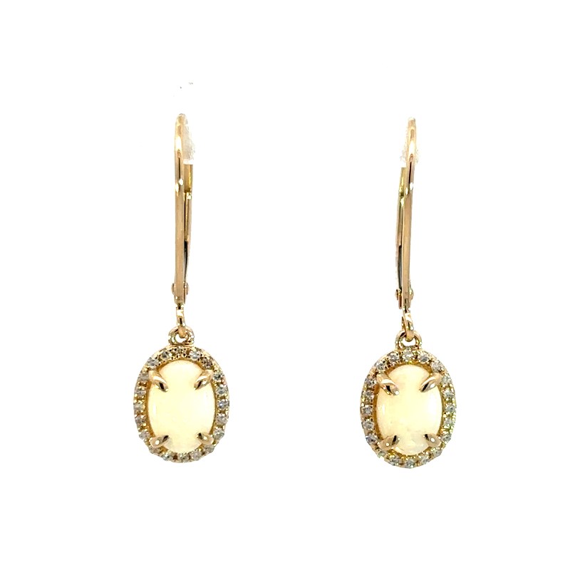Diamond And Opal Drop Earrings