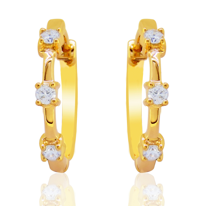 Lali 14 karat yellow gold diamond huggie earrings