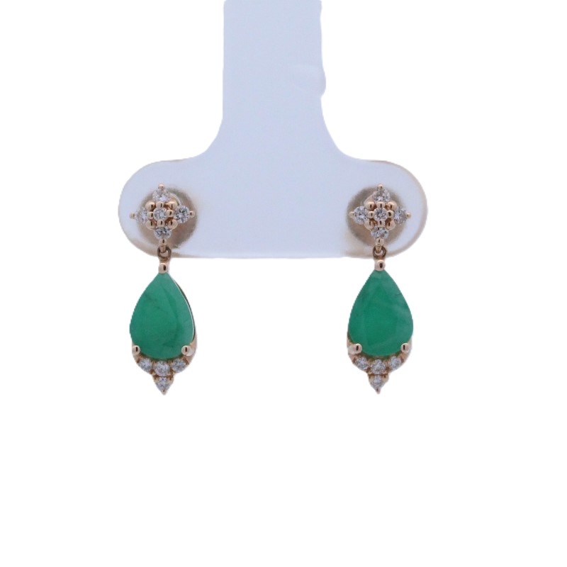Emerald And Diamond Dangle Earrings