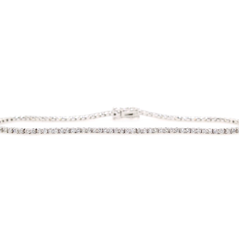 14 Karat White Gold Diamond Tennis Bracelet Measuring 7 Inches Long