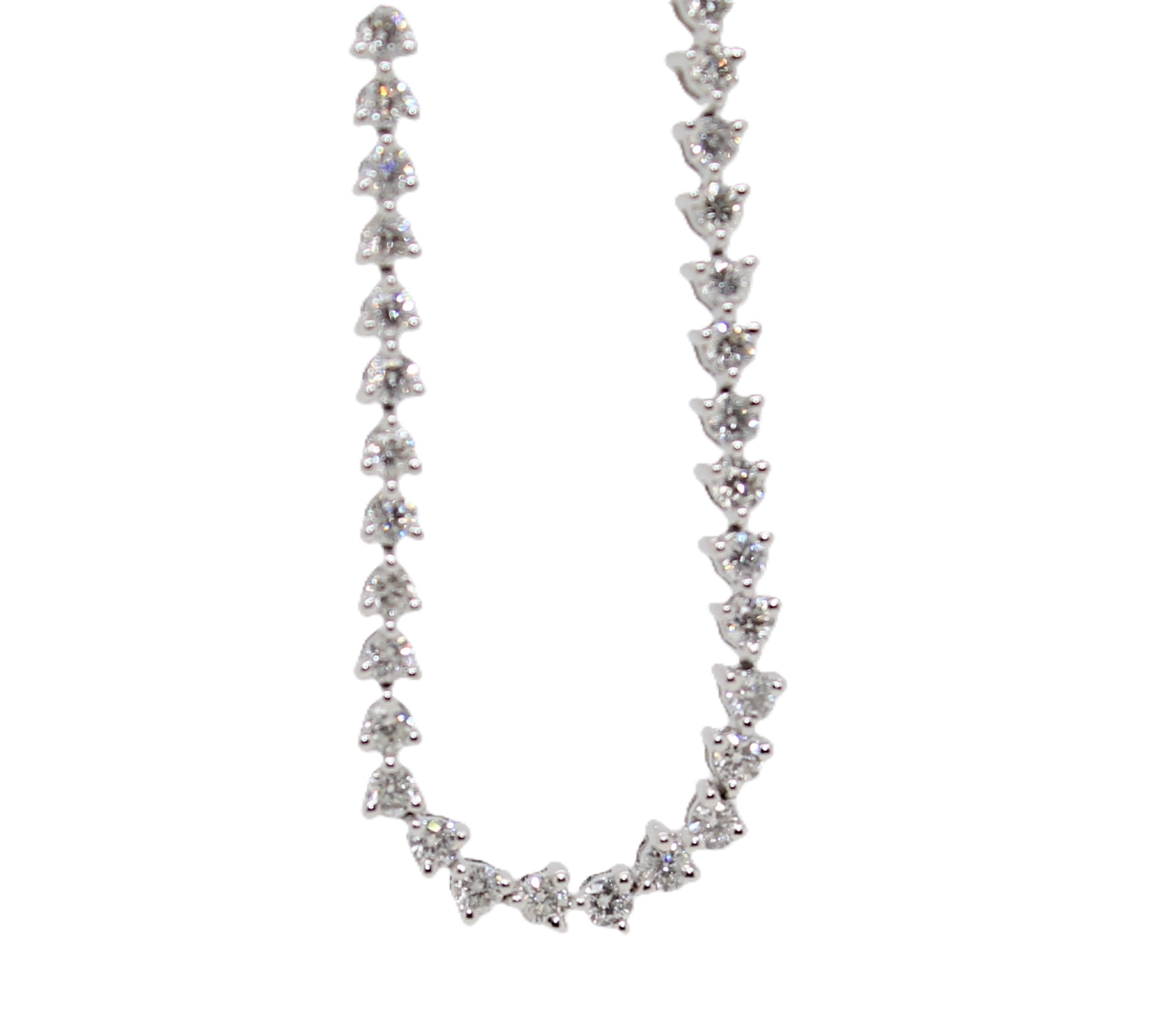 14 Karat White Gold Diamond Line Necklace 17 Inches Long